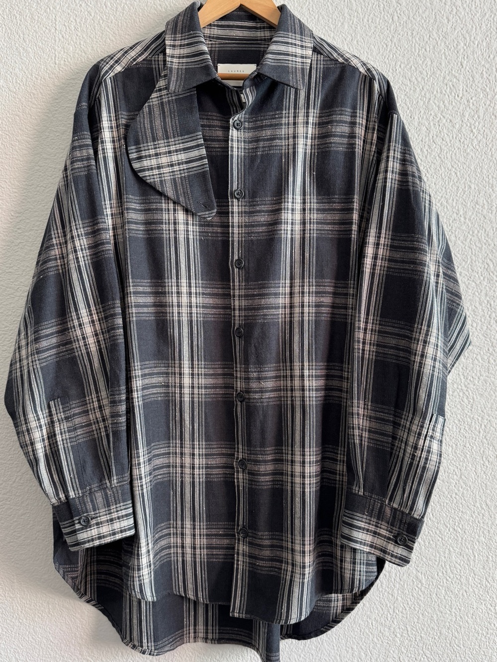Lauren Manoogian Black and Gray Plaid Shirt